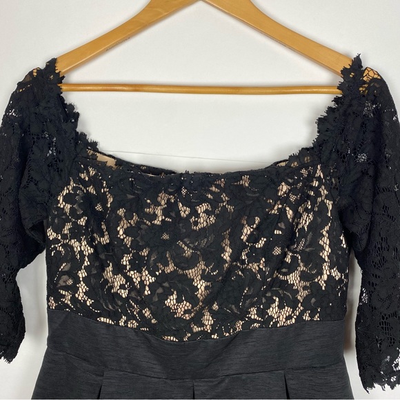 Eliza J Off the Shoulder Lace Fit And Flare Black 3/4 Sleeve Dress Size 12 - Picture 3 of 6